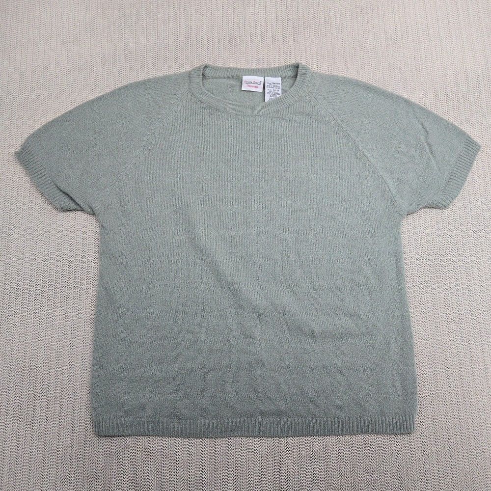 Bobbie Brooks Sweater Womens Plus 14W/16W Sage Green Short Sleeve Pullover